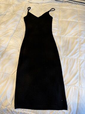 Dynamite Black Ribbed Midi Slip Dress